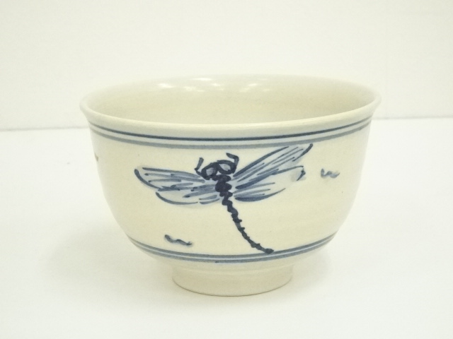 Ｔ４０２　茶碗　『安南写　蜻蛉図』『平茶碗』『浅見与し三 造』　共箱　茶道具 T402 茶碗 『安南写 蜻蛉図』『平茶碗』『浅見与し三 造